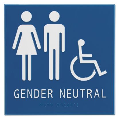Picture of Gender Neutral ADA Signs, 8" x 8", Man, Woman & Wheelchair