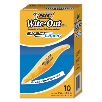 Picture of Wite-Out Brand Exact Liner Correction Tape, Non-Refillable, 0.2" x 19.8 ft, White Tape, Translucent Orange Dispenser, 10/Box