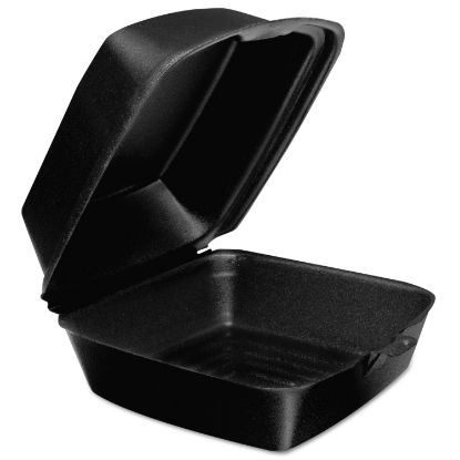 Picture of Foam Hinged Lid Containers, Large Sandwich, 6 x 5.9 x 3, Black, 125/Bag, 4 Bags/Carton