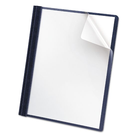 Picture of Premium Paper Clear Front Cover, 3 Fasteners, Letter,  Blue, 25/Box