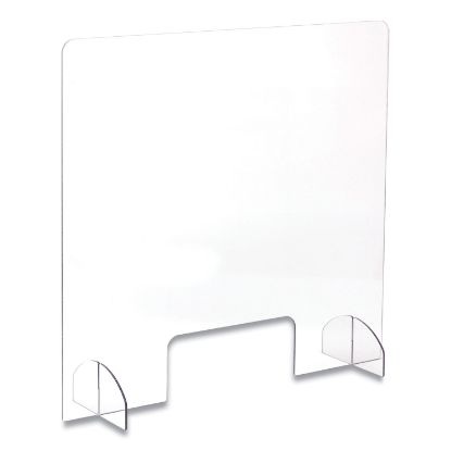 Picture of Portable Acrylic Sneeze Guard with Document Pass Through, 30 x 8 x 28, Acrylic, Clear